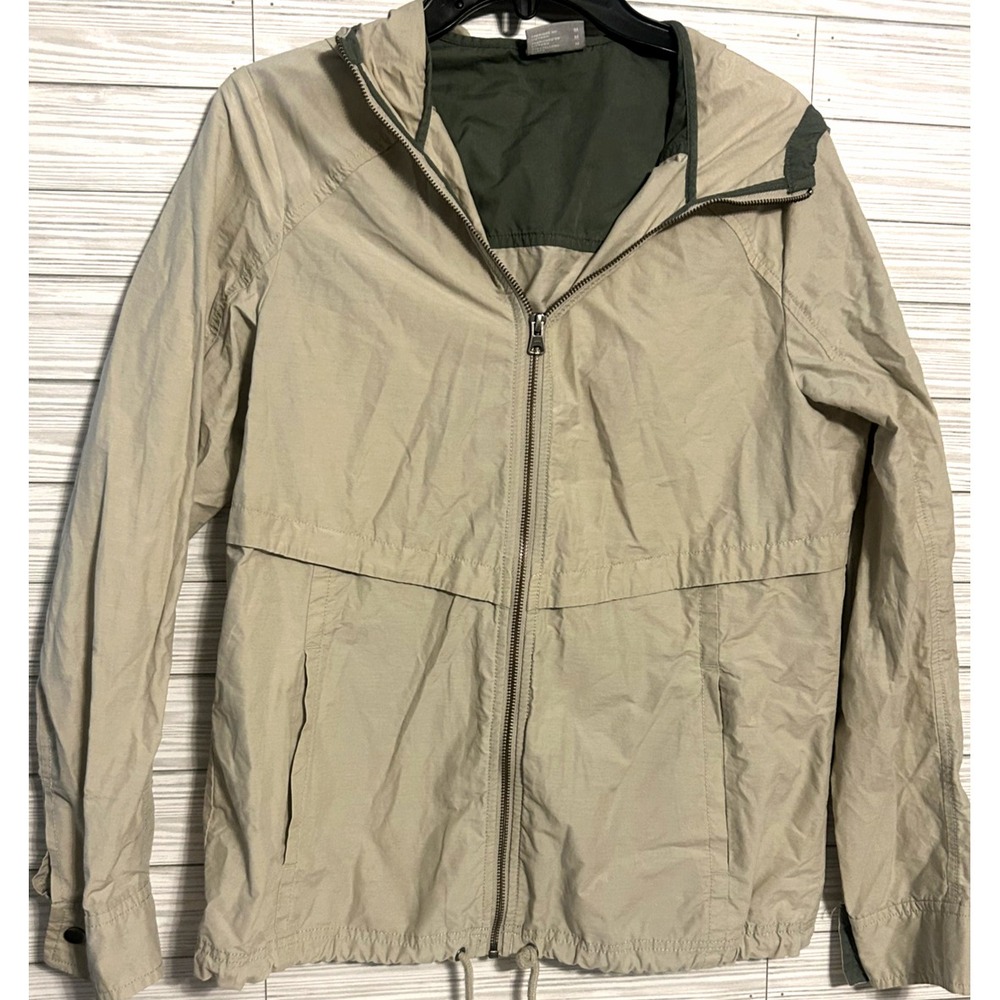Columbia Women's Full Zip Hooded Basic Jacket Khaki Cotton Blend MEDIUM
